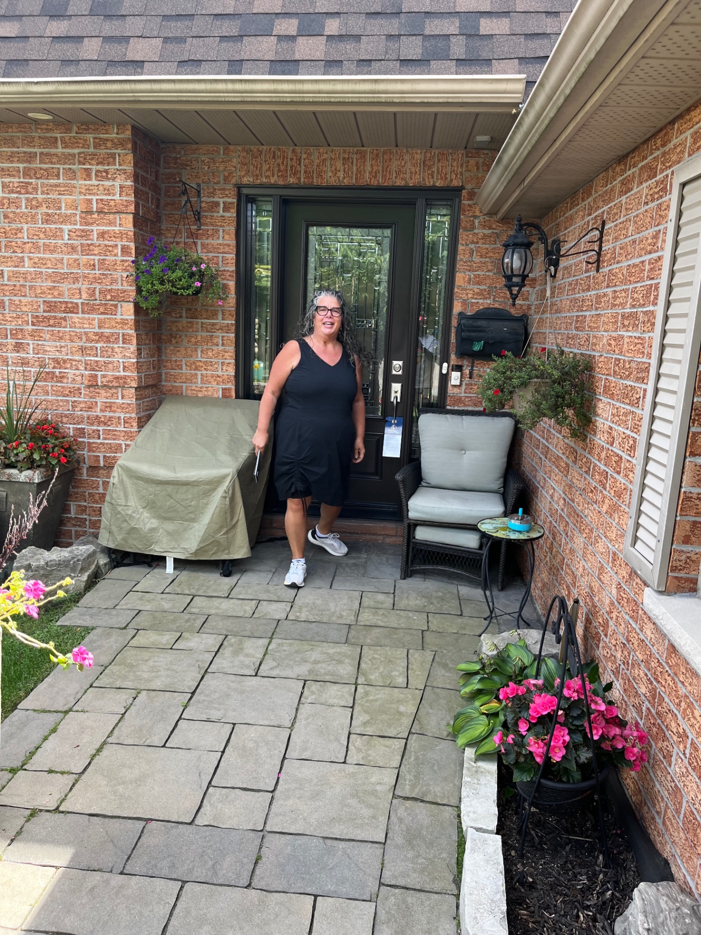 Stacey Lepine-Fisher out on the campaign trail, meeting Ward 2 residents at their doorstep.